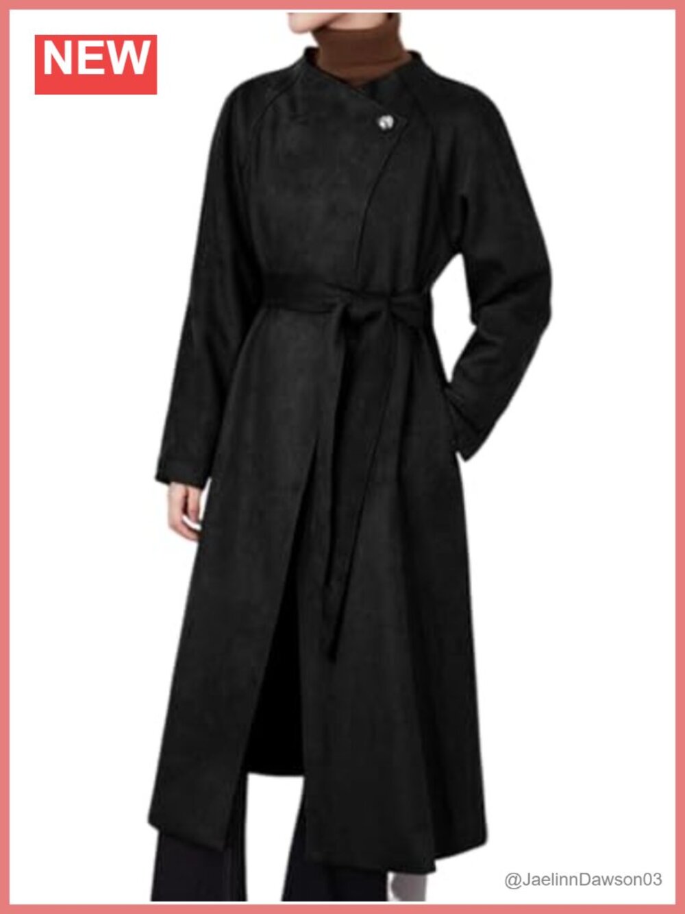 Faux Suede Long Trench Coat Open Front Belted Overcoat